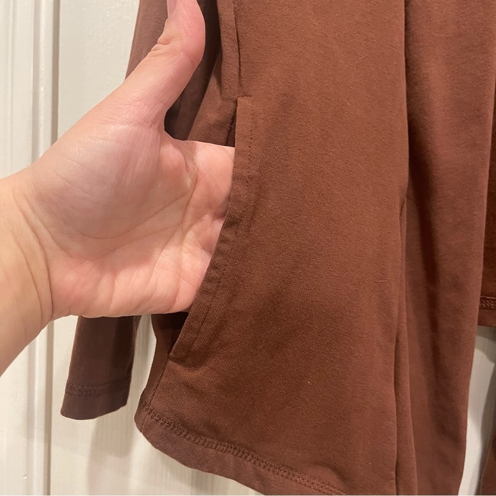 Pact Organic Cardigan Women’s Sz Small Chocolate Brown Open Pockets Cozy Jacket - Picture 4 of 10